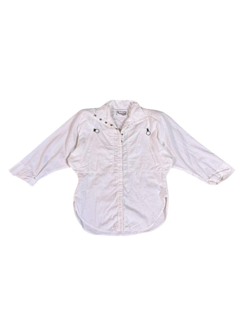Vintage 1980s Roxie White Cotton Jacket Shoulder Pads Women’s